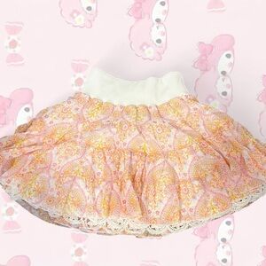 LIZ LISA 🌸 Orange, Pink & White Floral Ruffle Coquette Skirt